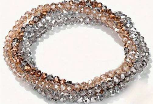 Stone Bracelet with Grey, Brown, Silver and Copper Tones