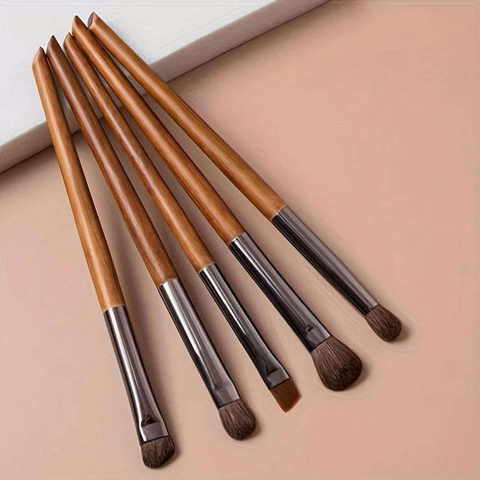 Canvas Makeup Bag 5 PCS Birchwood Makeup Brush Set and Bracelet