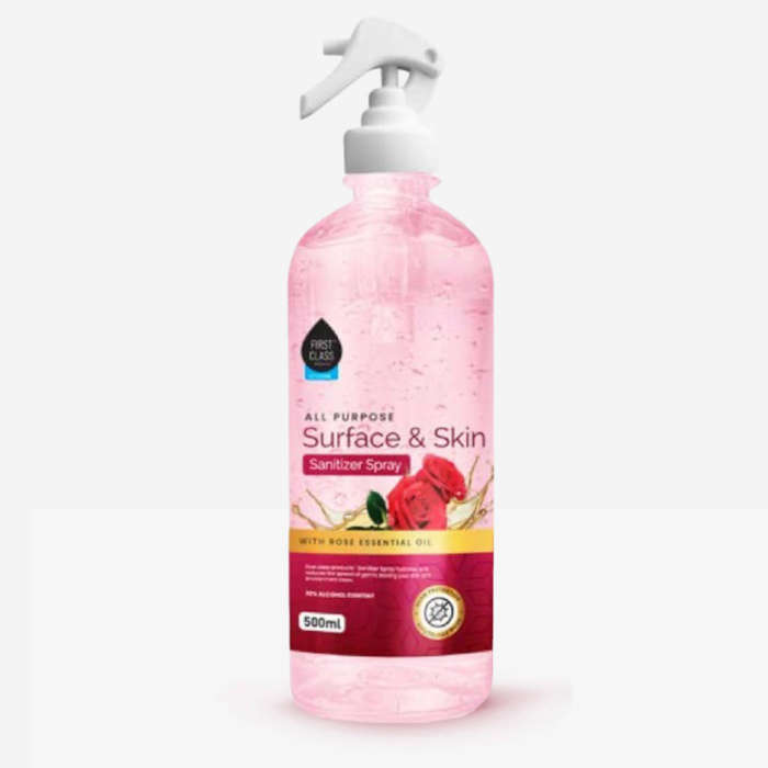 First Class Sanitizer Spray Rose Essential Oil Surface & Handwash 500ml x 24