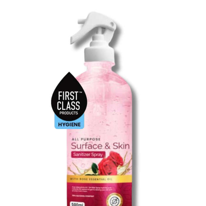 First Class Sanitizer Spray Rose Essential Oil Surface & Handwash 500ml x 24