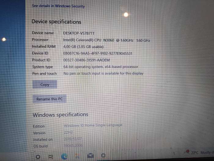 HP 240 Laptop 15.6" Display Intel Celeron Processor 4GB Ram 500GB HDD Windows 10
