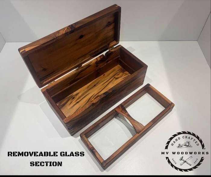 Handcrafted Jewellery Box with Flip Lid and removable top compartment