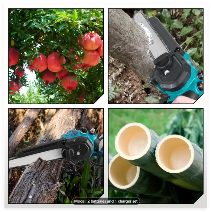 Electric Portable Handheld Chainsaw With Two 25V Lithium Battery 7500 Mah   For Courtyard