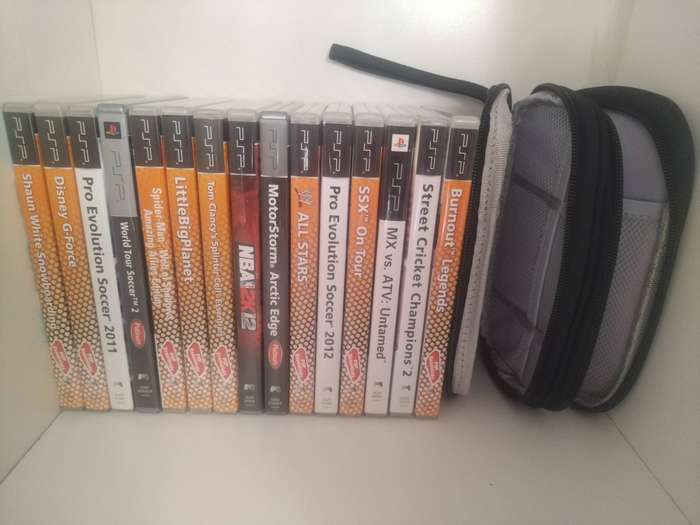 15x PSP Game Bundle (Mixed) + A Free Portable Double Zip Sony PSP Carrying Case (New & Sealed)