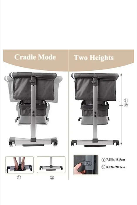 3 In 1 Bedside Baby Bassinet Sleeper Crib With Bed Nets-BLACK