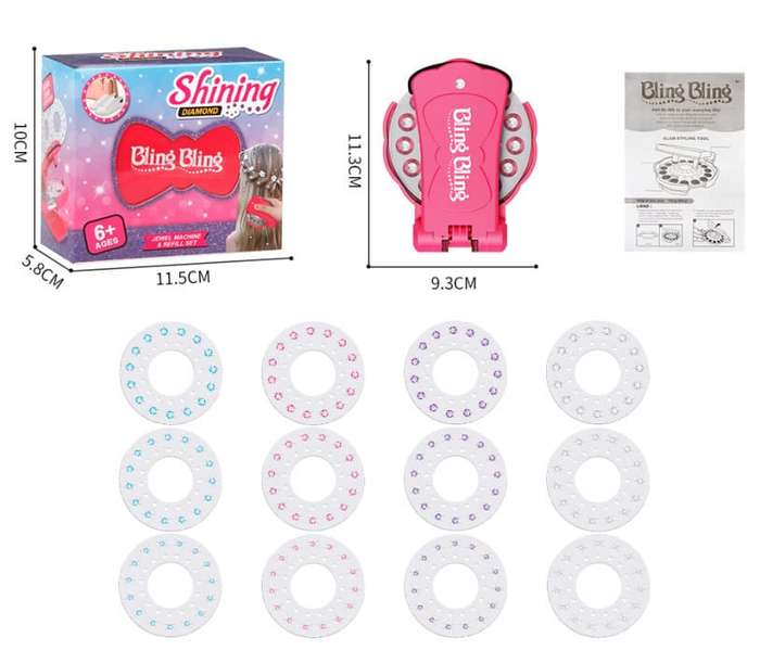 Bling Bling Dazzle Toy - Sparkling Diamond Hair Accessories with Refill pack for kids