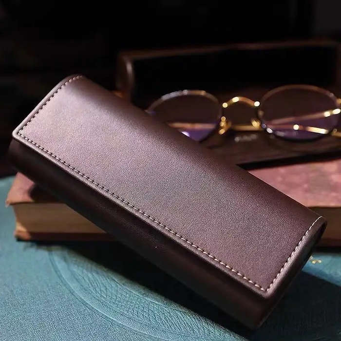 Unisex PU Leather Eyeglasses Case Stylish, Durable, Protective, & Compact BROWN