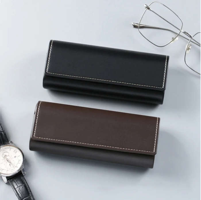 Unisex PU Leather Eyeglasses Case Stylish, Durable, Protective, & Compact BROWN