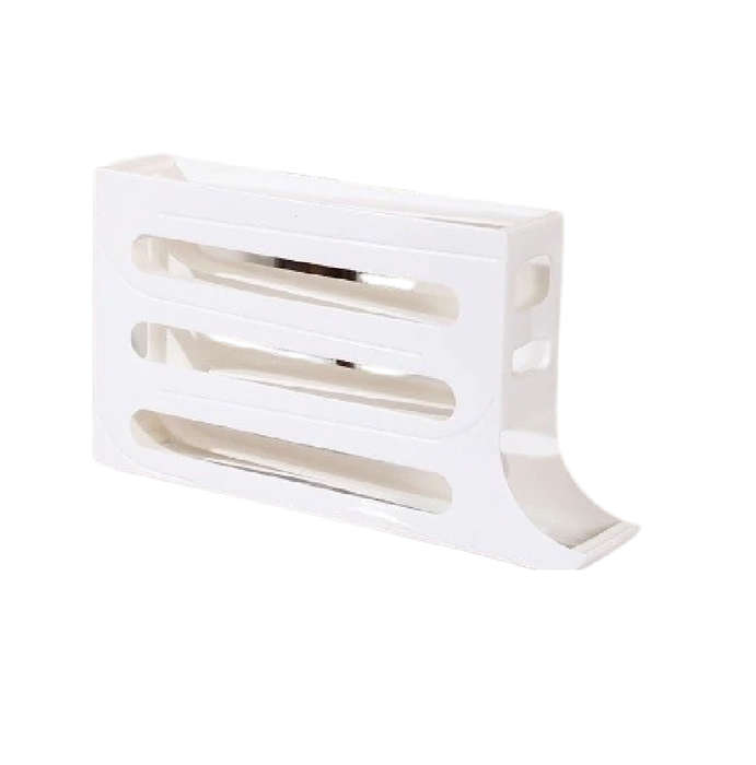 Automatic Rolling Egg Holder Storage Rack Large Capacity, Space-Saving - White