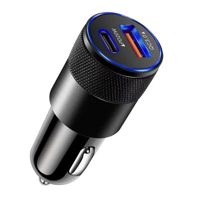 DUAL PORT USB-C Compact Car Charger | Fast Charging -Black