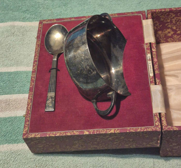 Vintage silver-plated baby gift set
