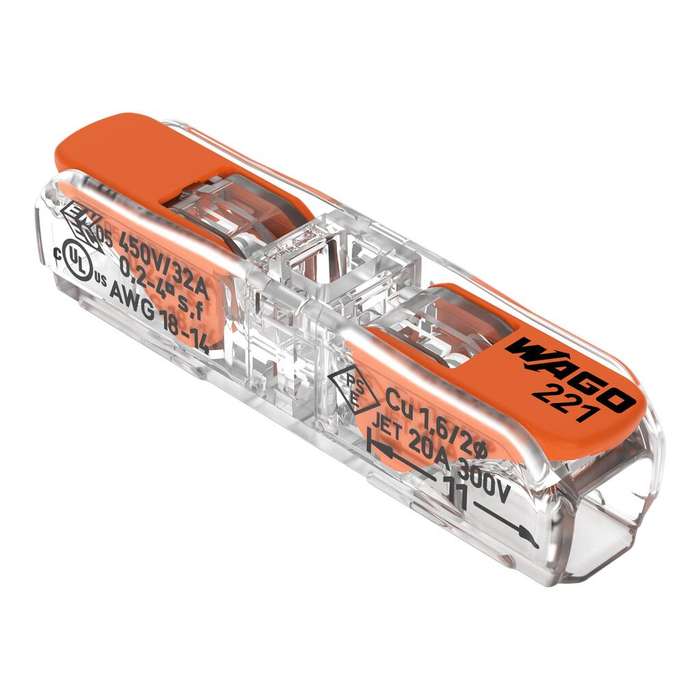 WAGO Compact In-Line Splicing Connector with levers (2-Way, All conductor types, Box Qty: 60 Piece)