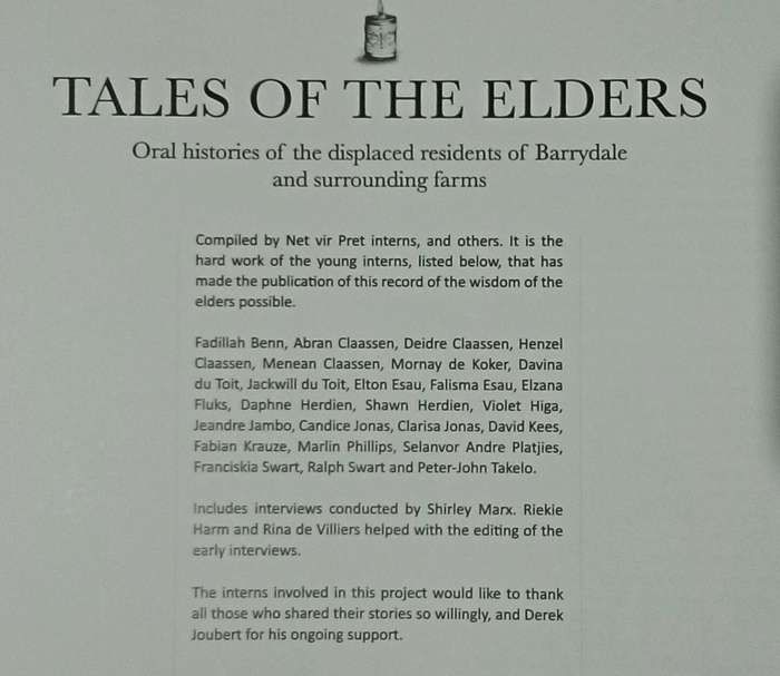 TALE OF THE ELDERS - Oral histories the displaced residents of Barrydale and surrounding farms