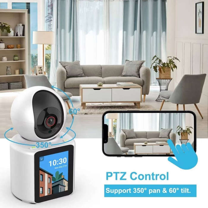 Smart Home Security Camera  Two-Way Video & Audio, Night Vision, Pan/Tilt, AI Motion Detection & Ap
