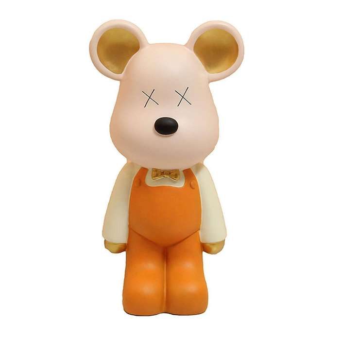 Modern Polyresin Bear Figurine - Cartoon Style with Overalls, Cute & Quirky Home Decor