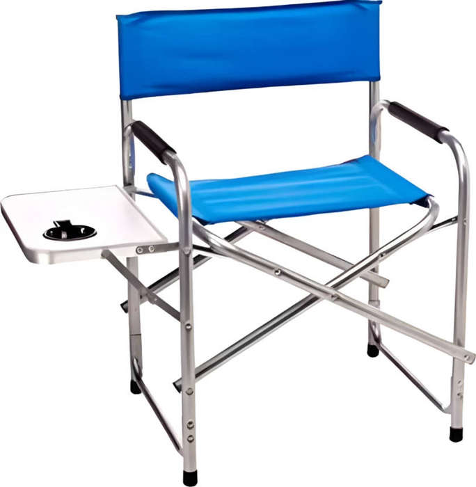 Aluminium Folding Director's Chair  Integrated Side Table, Cup Holder, Lightweight & Portable
