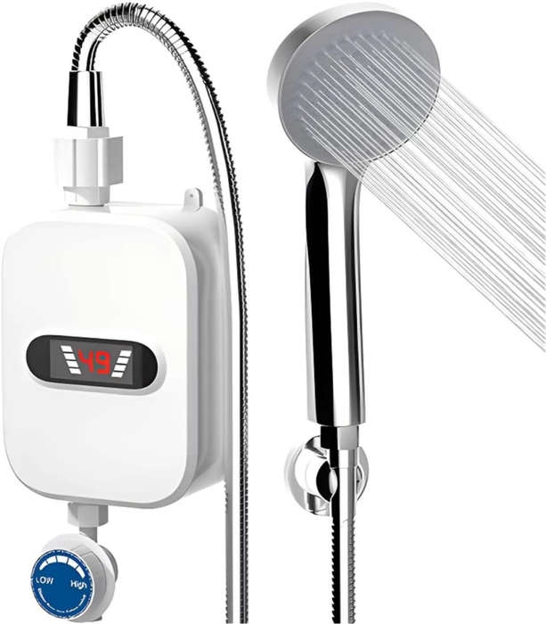 Thermostatic Instant Water Heater Faucet  Digital Display, 3-Second Heating, Wall-Mounted Shower He