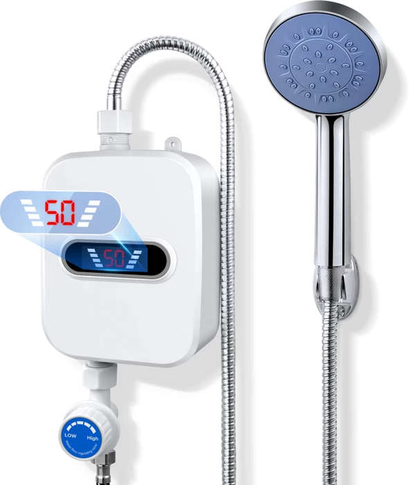 Thermostatic Instant Water Heater Faucet  Digital Display, 3-Second Heating, Wall-Mounted Shower He