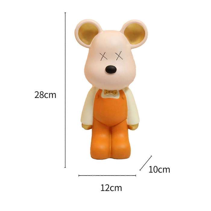 Modern Polyresin Bear Figurine - Cartoon Style with Overalls, Cute & Quirky Home Decor