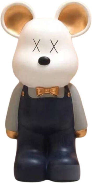 Modern Polyresin Mouse Figurine - Gold-Eared & Overalls, Cute & Quirky Home Decor