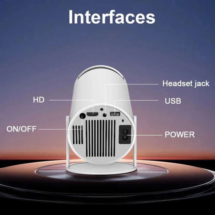 HD Portable Projector  Compact, Wireless, Built-in Speaker, Home Cinema & Outdoor Movie Projector