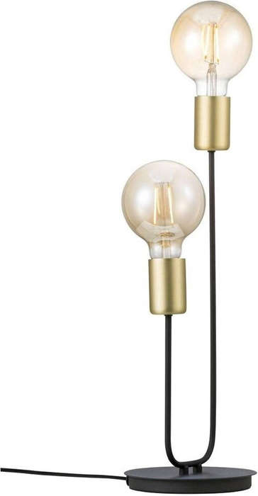 Modern Industrial 2-Bulb Table Lamp  Black & Brass Finish, U-Shaped Metal Design for Living Room &