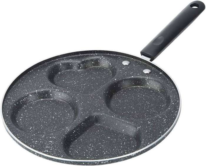 4-Hole Non-Stick Frying Pan with Shaped Molds  Perfect for Eggs & Pancakes