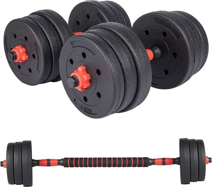 Adjustable Rubber Barbell and Dumbbell Weight Set - 30kg