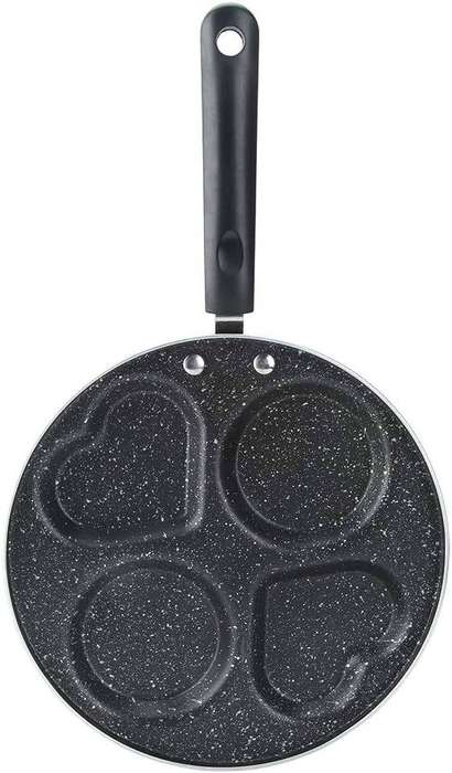 4-Hole Non-Stick Frying Pan with Shaped Molds  Perfect for Eggs & Pancakes