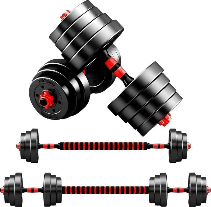 Adjustable Rubber Barbell and Dumbbell Weight Set - 30kg