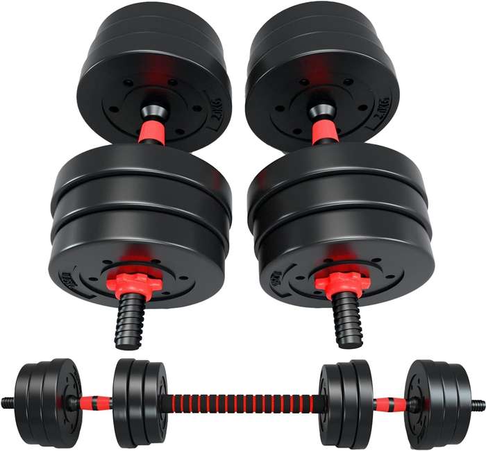 Adjustable Rubber Barbell and Dumbbell Weight Set - 30kg
