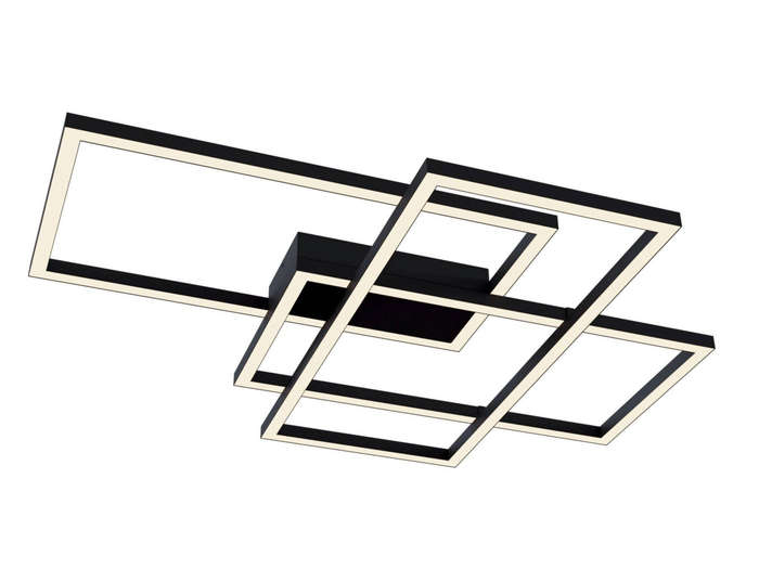 Modern Geometric LED Ceiling Lamp  Black Interlocking Square Design, Flush Mount Fixture