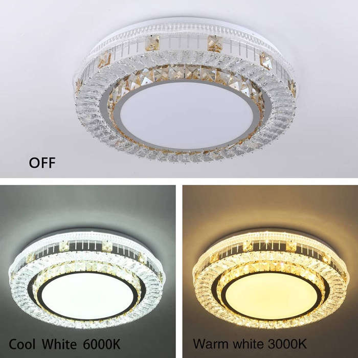 Modern Crystal Flush Mount LED Ceiling Light  Dimmable, Elegant Decorative Fixture