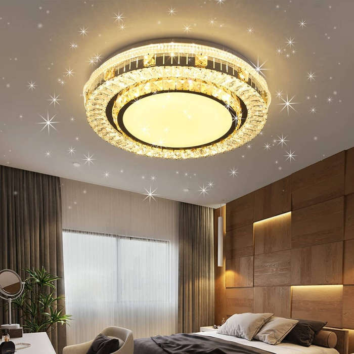Modern Crystal Flush Mount LED Ceiling Light  Dimmable, Elegant Decorative Fixture