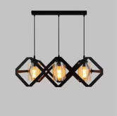 Modern 3-Head Black Metal & Glass Pendant Light  Adjustable Height Chandelier for Dining Rooms & Ki