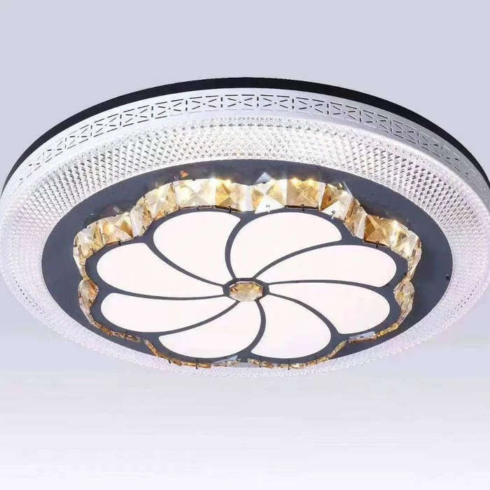 Modern Crystal Flush Mount LED Ceiling Light  Dimmable, Elegant Decorative Fixture