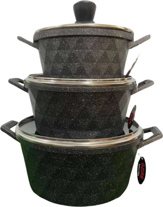 3-in-1 Non-Stick Granite Pot Set with Lids - Durable Cookware