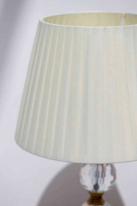 Classic Design Table Lamp  Off-White Pleated Shade, Crystal & Gold Finish Base, Ambient Lighting