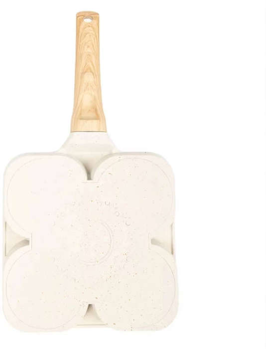 Marble Coated 5-Hole Fry Pan  Granite Non-Stick, Die-Cast Aluminium, with Wooden Handle
