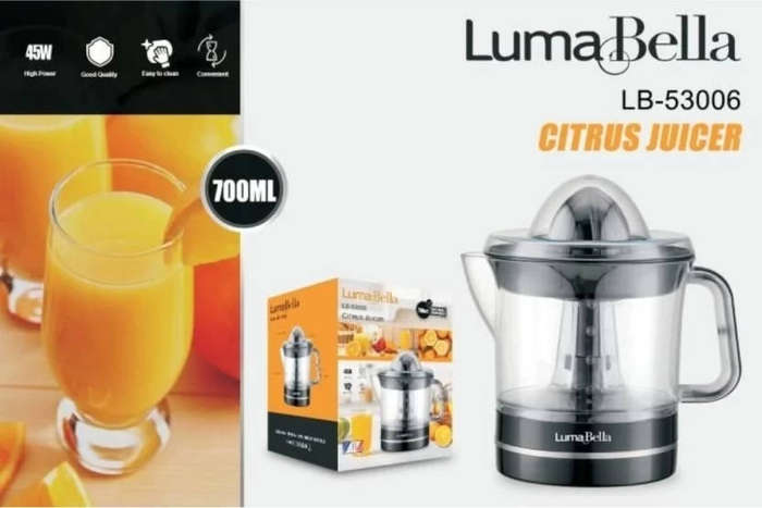 LumaBella Electric Citrus Juicer  700ml, 45W, Perfect for Fresh Orange and Lemon Juice