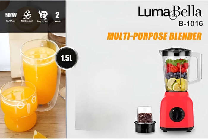 500W LumaBella Compact Multi-Use Blender  1.5L Jug, 2 Speeds, with Grinder