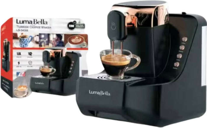 LumaBella Single-Serve Coffee Maker  500W, 300ml Capacity, with Two Ceramic Mugs
