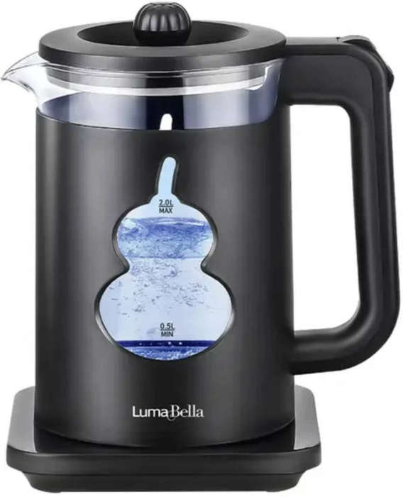 1500W 2.0L LumaBella Electric Kettle  Stylish Ribbed Design, 360° Rotational Base, and Auto Shut-Of