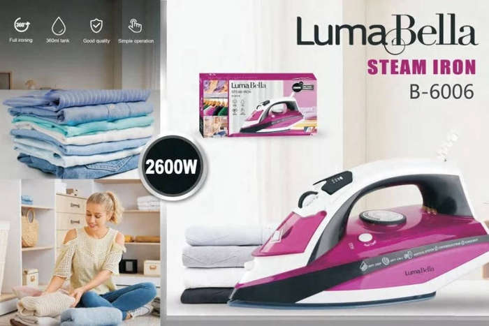 2600W LumaBella Steam Iron  Rapid Heat, Anti-Calc, with 360ml Water Tank