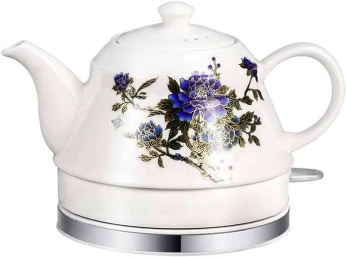 Porcelain Electric Kettle with Floral Design  Cordless, Fast Boil, Automatic Shut-off, 1.5L