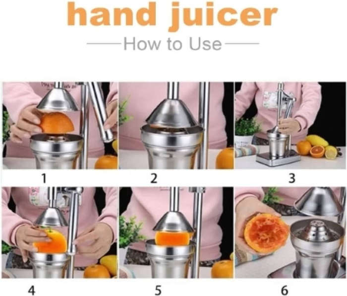 Heavy-Duty Hand Press Juicer  Manual, Commercial-Grade Orange & Citrus Juicer, Stainless Steel