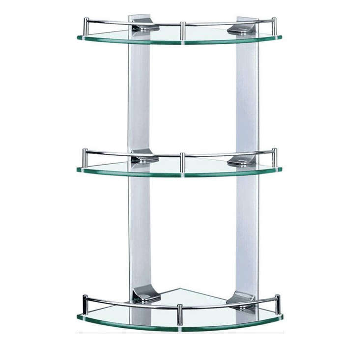 Bathroom Corner Wall Mount Shelf - Adhesive Black Shower Organiser