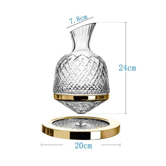 Luxury 1500ML Crystal Glass 360 Rotating Tumbler Wine Decanter-Golden