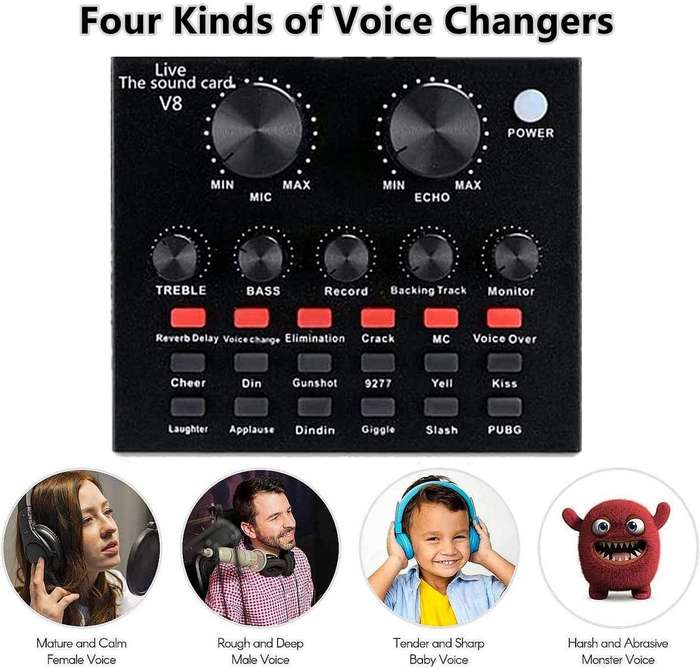 Podcast Equipment Bundle, Mic Kit with V8 Live Sound Card