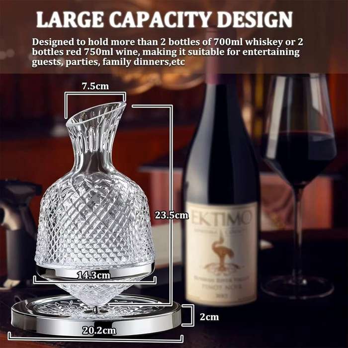 1500ML Crystal Glass 360 Rotation Decanter Wine Carafe Aerator